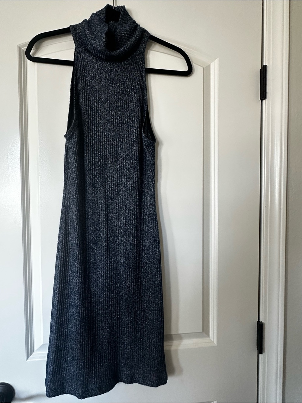 Topshop Navy Sleeveless Turtleneck Knit Bodycon Dress